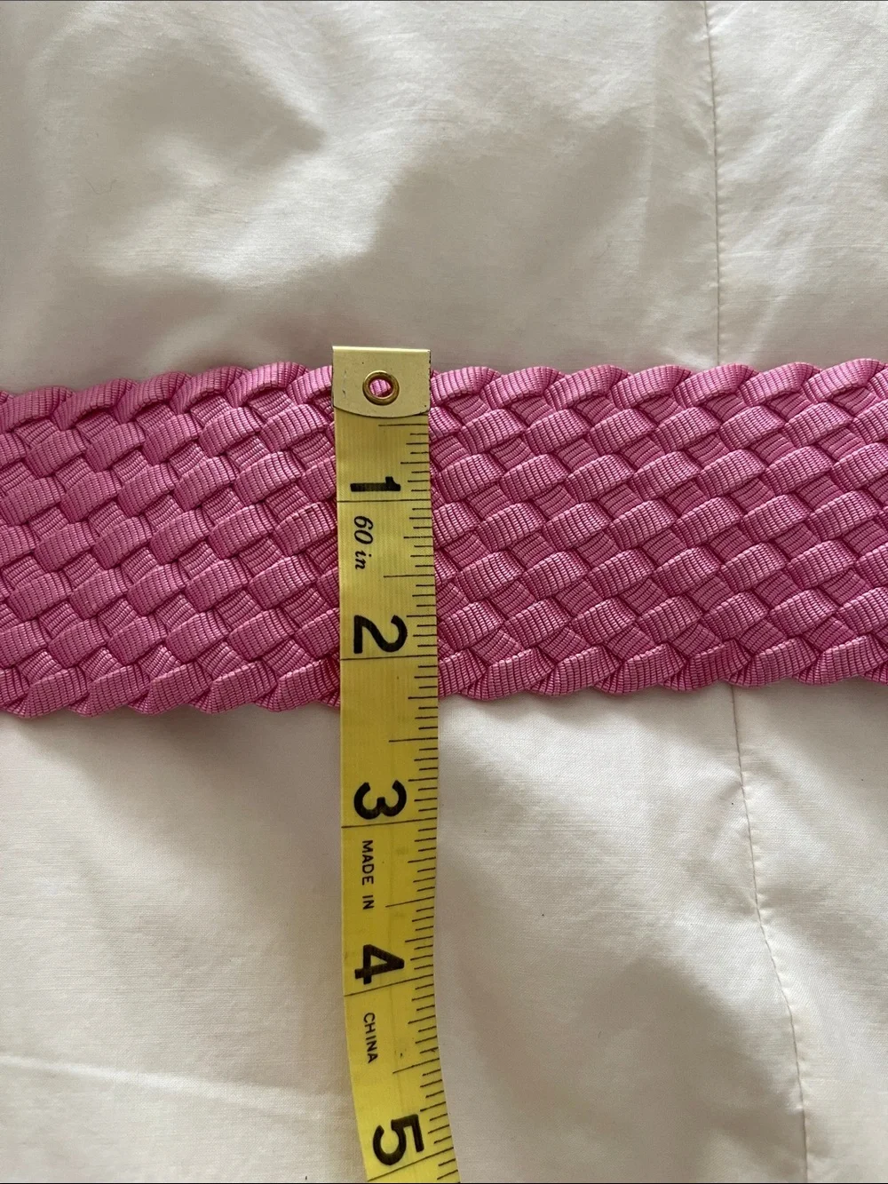 Vintage Pink Braided Stretch Belt with Gold Twisted Round Buckle made in Spain